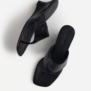 Madewell Deanna Thong Wedge Sandal True Black Leather Women's Size 7 NEW